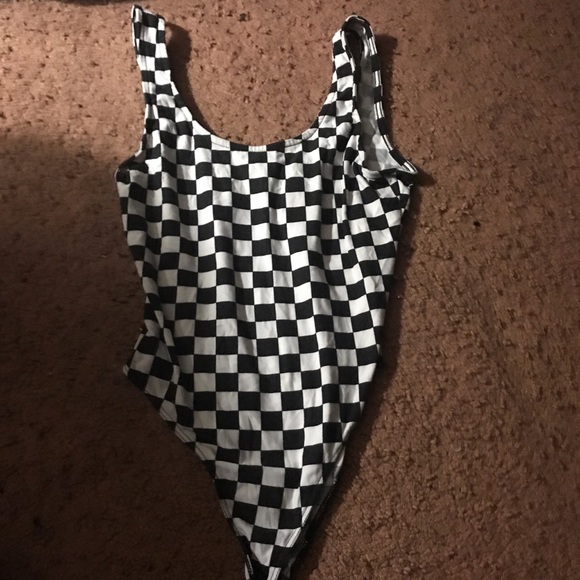 checkered bodysuit